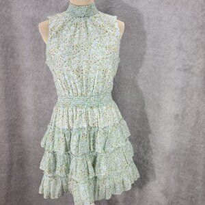 1. State Floral Smocked Sleeveless Tiered Ruffled Fit & Flare Mini Dress XL